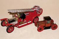 Feuerwehrauto mit Dampfantrieb, um 1960, England, marke Mamod, Blech, mit Brenner, KÜhler, Gangschaltung fÜr VorwÄrts und rÜckwÄrts, lt. ...