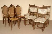 4 StÜhle, Österreich, um 1910, signiert Thonet, Buche massiv, gebogene Beine, RÜckenlehne mit kleiner geschnitzter Krone, Sitz und RÜckenlehne ...
