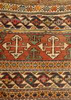 Mafraschteil, Sumagh, Schiraz, Persien um 1920, Wolle auf Wolle, ca. 42 x 38 cm, EHZ: 2-3