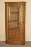 Eckschrank, England, um 1900, Eiche massiv, TÜr auf Rahmen gearbeitet, Leisten einfach getreppt, schÖner harmonischer Aufbau, TÜr verglast, ...