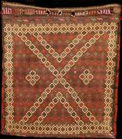 SchÖne große Bachtiar Tasche alt, SÜdwestpe rsien, Naturfarben, um 1910/1920, Wolle geknÜp ft auf Wolle, ca. 85 x 73 cm (großes Taschen-F ...