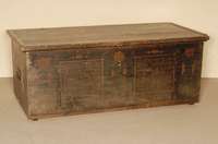 Hochzeitstruhe, sÜddeutsch/wohl Schwaben, um 1830/40, Beschriftung aus der Zeit, 1681 sekundÄr, Weichholz, 1 Griff fehlt, bÄuerlich, Inschrift ...