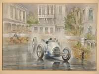 FRANK MUNGER "Auto Union" - Aquarell über Bleistift