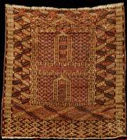 Sehr feiner antiker Tekke Engsi, Turkmenist an, ende 19.Jahrhundert, sehr feine glanzreich e Wolle geknÜpft auf Wolle, ca. 135 x 127 cm, ...