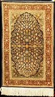 Hereke Seide alt, TÜrkei, Naturfarben, um 1 940, feine glanzreiche reine Naturseide, ca. 9 8 x 62 cm, feine meisterliche KnÜpfung, feiner Griff, ...