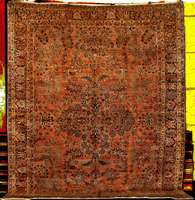 Hochwertiger antiker Sarogh (Us Re-Import), Westpersien, reine Pflanzenfarben, um 1900, s ehr feine glanzreiche Korkwolle geknÜpft auf B aumwolle ...