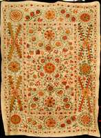 Feine Nurata Seidenstickerei antik (Susani), Turkestan, aus dem Emirat Buchara, um 1910, vierbahniges Grundgewebe Seide mit Baumwolle, ...