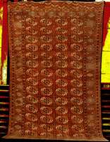 Tekke Hauptteppich antik, Turkmenistan, Nat urfarben, um 1890/1900, feine Wolle geknÜpft a uf Wolle, ca. 392 x 228 cm (ausgefallenes Form at), gute ...