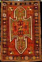 Sewan Kazak antik, (auch sogennater Schild- Kazak), Zentralkaukasus, reine Naturfarben, um 1900, feine Wolle gelnÜpft auf Wolle, ca. 240 x 163 ...