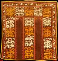 Seltene Hochzeits Susani antik, Samarkand, um 1900, Naturseide, ca. 180 x 180 cm (seltene s quadratisches Format), feinste Seidensticker ei, ...