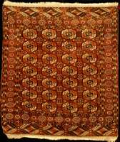 Feiner Turkmenischer Herdteppich antik, Tur kmenistan, Naturfarben, um 1900, feine Wolle g eknÜpft auf Wolle, ca. 140 x 125 cm (ungewÖhnl iches ...
