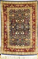 SchÖner feiner Seiden Hereke alt, TÜrkei, u m 1950, feine glanzreiche reine Naturseide, ca . 117 x 83 cm, sehr feine meisterliche KnÜpfqu ...