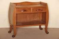 Anrichte, Holland, um 1920, ArtDeco, Amsterdamer Schule, seitlich gebogen, offene Front, oben 1 Schublade, Griffe aus massivem Makasar geschnitzt, ...