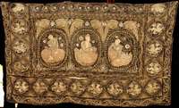 Kostbare antike Stickerei aus Burma, Burma, mitte 19.Jahrhundert, metallstickerei mit Gla sperlen, ca. 182 x 102 cm, feine aufwendige ha ndarbeit, ...
