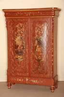 Bauernschrank, Holland, um 1860, SpÄtbiedermeier, Weichholz, auf KugelfÜßen, leicht abgerundete Ecken, 2-tÜrig mit BrezelfÜllungen, Kopfteil ...