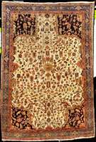 Weissgrundiger Farahan antik, Westpersien, r eine Pflanzenfarben, mitte 19.Jahrhundert, Wol le geknüpft auf Baumwolle, ca. 180 x 128 cm, b ...