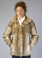 Luchskatzenjacke, Gr. ca. 36, 2 Einschubtaschen, Ärmel mit Manschetten, Label: Pelzmoden Rudolf Hellmund, Worms, RÜckenl. ca. 68 cm. lt. ...