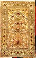 Seiden Hereke alt (signiert), TÜrkei um 195 0, reine Naturseide, ca. 100 x 64 cm, Goldbros chierung (70%), EHZ: 1-2 (altersbed. in erstkl assigem ...