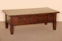 Couchtisch, Frankreich, um 1760, Eiche massiv, eckige Beine, sehr breite Zarge mit 2 Schubladen, ursprÜnglich ein Kassentisch, Beine gekÜrzt, ...