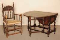 Oblongtable, England, um 1960, viktorianischer Stil, Eiche massiv, gedrechselte Beine, 2 Ausleger, Beine verstrebt, vielfach verwendbar, auch als ...