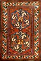 Wolkenband-Kazak antik, sog. Chondzoresk, Kaukasus um 1900, Wolle auf Wolle, ca. 193 x 136 cm, EHZ: 2-3 (gesamt gut erhalten, oxidier tes Braun), ...