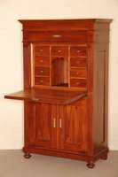 Schreibschrank, sÜddeutsch/ Raum Baden Freiburg, um 1880/90, Korpus Weichholz, Kirschbaum-, Pflaume- und Birnenfurnier, Lisenen 3-fach gerillt, ...