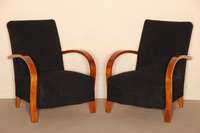 Paar ArtDeco-Sessel, Frankreich, um 1930, kompakte Form mit großzÜgig und elegant geschwungenen Lehnen, mit hochwertigem und widerstandsfÄhigem ...