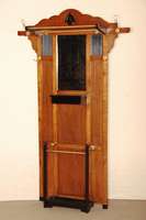 Garderobe, Frankreich, um 1910, Eiche massiv , einige Teile ebonisiert, Stock- und SchirmstÄnder mit Traufschale, aufklappbares Handschuhfach, ...