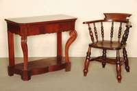 Captainchair, England, um 1820, Buche und RÜster massiv, gedrechselte Beine und RÜckenlehne, gebogene Armlehne, Stuhl neu gereinigt und ...