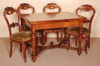 4 StÜhle, deutsch, um 1860, Louis-Philippe, Mahagoni massiv, profilierte Volutenbeine, Zarge mit Muschel- und Blattschnitzerei, lyrafÖrmiger ...
