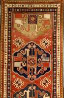 Wolkenband Kazak antik, sog. Chondzoresk, Kaukasus, um 1900, Wolle auf Wolle, ca. 235 x 112 cm, SchÄtzwert: 7000.- EURO, EHZ: 2-3 (gut er ...
