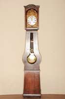Standuhr, Frankreich/Burgund, um 1860, Korpus Weichholz, in Lyraform, Pendel und Uhr ursprÜnglich nicht zusammengehÖrend, Schlag auf Glocke, ...