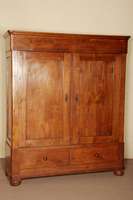 Schrank, deutsch/wohl Westfalen, um 1830/40 , SpÄtbiedermeier, auf KugelfÜßen, diese spÄter, leicht abgerundete Ecken, unten 2 Schubladen, ...