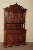 Aufsatzschrank, Belgien/Frankreich, um 1890/1900, Eiche massiv, eklektizistisch, Einfluß von Renaissance und Barock, mit klassizistischen ...