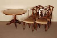Salon- bzw. Beistelltisch, deutsch, um 1880/90 , Fuß Nußbaum massiv, doppelt geschweifte Ausleger, SÄule balusterfÖrmig gedrechselt, Platte ...