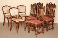 3 ThonetstÜhle, Österreich/Wien, um 1910/12, Bugholz, Barockstil, Lehne 3-fach gebogt, Beine durch Scharniere bzw. EisenbrÜcken befestigt, neu ...