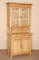 Ausatzbuffet, deutsch, Unterteil um 1900/10, Zierbelkiefer und Kiefer, z.T. Hartholzappliken, abgelaugt, z.T. Überarbeitet und alt belassen, ...