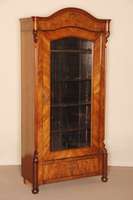 Schrank, deutsch, um 1870, 1-tÜrig, Korpus Weichholz, Mahagonifurnier, Louis-Philippe, Lisenen abgeschrÄgt, mit aufgesetzten Profilleisten, in ...