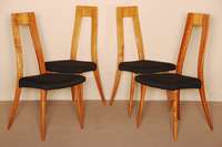 4 StÜhle, deutsch, 40er/50er Jahre, Kirschbaum massiv, DesignermÖbel, Umgebung MÜnchen, auf eckigen Beinen, schrÄg gestellt, RÜckenlehne ...