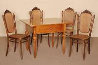 Tisch, Frankreich, um 1870, Kirschbaum massiv, Kirschbaumfurnier, Beine mit sparsamer balusterfÖrmiger Verzierung, an der Seite eine Schublade, ...