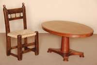 Couchtisch, England, um 1840, Biedermeier, Platte Mahagoni massiv, sÄulenfÖrmiger Fuß mit Plateau, neu gewachst, Gebrauchsspuren, ca. 52x106x73 ...