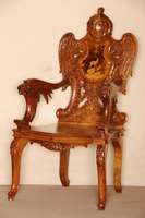 Prunkstuhlsessel eines Jagdzimmers, deutsch, um 1870/80, Prunkbarockstil, typische GrÜnderzeit, wohl Preußen, Darstellung: Adler als ...