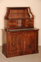 DamensekretÄr, deutsch, um 1850/60, SpÄtbiedermeier, Korpus Weichholz, Mahagoni gespiegelt furniert, Unterteil 2-tÜrig mit BrezelfÜllungen, ...