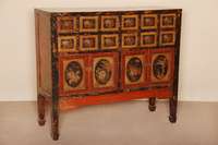 Mehrzweckschrank, Asien/China, um 1920, auf konischen Beinen, schuhfÖrmig abgesetzt, seitliche FÜllungen gerahmt, unten breite Zarge, 4-tÜrig, ...