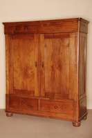 Schrank, deutsch/wohl Westfalen, um 1830/40, SpÄtbiedermeier, auf KugelfÜßen, diese spÄter, leicht abgerundete Ecken, unten 2 Schubladen, ...