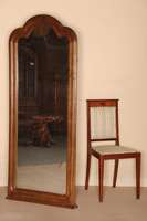 Spiegel, deutsch, um 1860, Louis-Philippe, Eiche z.T. massiv, Kopfteil doppelt geschweift , original altes Glas, leichte Blindstellen, ...