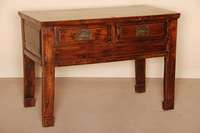 Bezahltisch, SÜdfrankreich/Spanien, um 1910, Kastanienholz massiv, auf eckigen Beinen, schuhfÖrmig abgesetzt, seitlich mit kassettierten ...