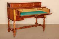 Schreibkommode mit Aufsatz, England, um 1860/70, viktorianisch, Mahagoni massiv, z.T. Mahagonifurnier, RÜckseite Nadelholz, gedrechselte Beine, ...