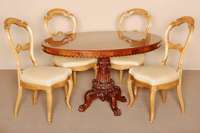 4 LÖffelstÜhle, deutsch, um 1850, zweites Barock, sogenannter Louis-Philippe-Stil, allseitig geschwungen, RÜcken doppelt gerieft, Andeutungen ...