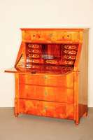 SekretÄr, deutsch, um 1840, SpÄtbiedermeier, Korpus Weichholz, Kirschbaum furniert, Ecken mit aufgesetzten gedrechselten 3/4 SÄulen, 3-schÜbig, ...